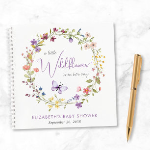 Wildblume Watercolor Baby Girl Showroom Gästebuch Notizblock