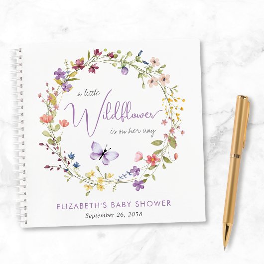 Wildblume Watercolor Baby Girl Showroom Gästebuch Notizblock