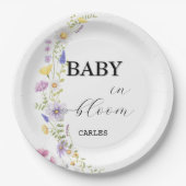 Wildblume Watercolor Baby in Bloom Pappteller (Vorderseite)