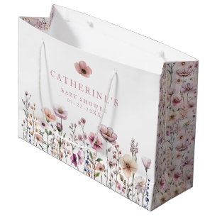 Wildblume Watercolor Baby Showbeutel - Große Geschenktüte
