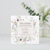 Wildblume Watercolor Baby Sprinkle Einladung (Stehend Vorderseite)