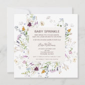 Wildblume Watercolor Baby Sprinkle Einladung (Vorderseite)