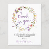 Wildblume Watercolor Babydusche Danke Karte (Vorderseite)