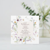 Wildblume Watercolor Babydusche Einladung (Stehend Vorderseite)