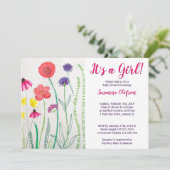 Wildblume Watercolor Babydusche Einladung (Stehend Vorderseite)