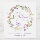 Wildblume Watercolor Babydusche Weinetikett (Einzelnes Label)