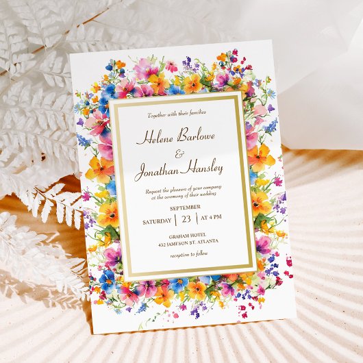 Wildblume Watercolor Boho Rustikale Hochzeit Einladung