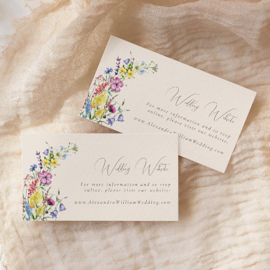 Wildblume Watercolor Boho Wedding Website Begleitkarte