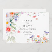 Wildblume Watercolor Botanische Frühjahrssonne Save The Date (Vorne/Hinten)