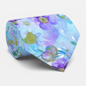 Wildblume Watercolor Bush Romantic Blue Krawatte (Gerollt)