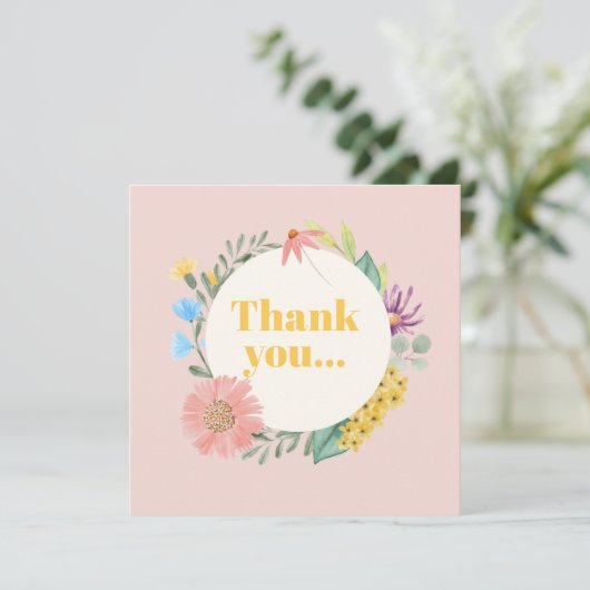 Wildblume Watercolor Dankeskarte (Stehend Vorderseite)