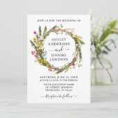 Wildblume Watercolor Einladung (Stehend Vorderseite)