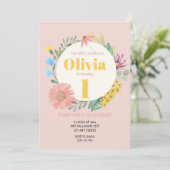 Wildblume Watercolor Einladung (Stehend Vorderseite)