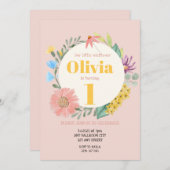 Wildblume Watercolor Einladung (Vorne/Hinten)