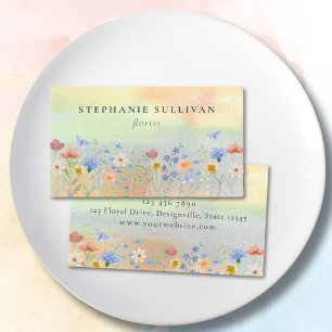Wildblume Watercolor Florist Visitenkarte