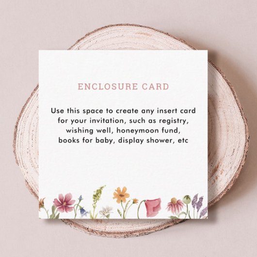 Wildblume Watercolor Garden Square Umschließungska Begleitkarte