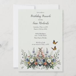 Wildblume Watercolor Geburtstagsfeier Einladung