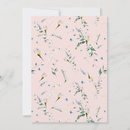 Wildblume Watercolor Girl Virtual Baby Dusche Einladung (Rückseite)