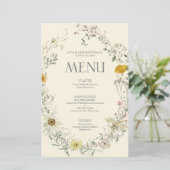 Wildblume Watercolor Summer Fall Menu (Stehend Vorderseite)