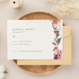 Wildblume Watercolor Wedding RSVP Card Karte