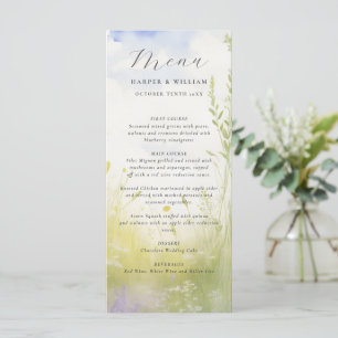 Wildblume Watercolor Wiesen Hochzeitmenü Menükarte