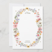 Wildblume Watercolor Wreath Bee Personalisierter N Mitteilungskarte (Vorderseite)