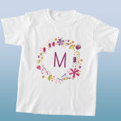 Wildblume Watercolor Wreath Monogramm T-Shirt