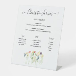 Wildblume Wedding Bar Menu, Signature Drink Menü Sockelschild