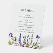 Wildblume Wedding Bar Menu Sockelschild (Vorderseite)