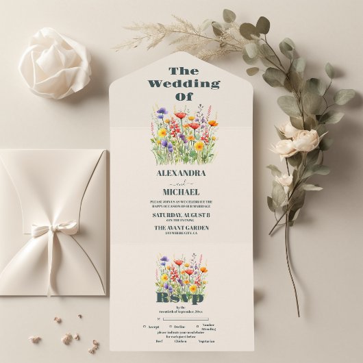 Wildblume Wedding Boho Country Floral All In One Einladung