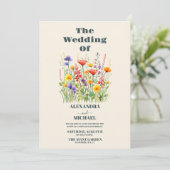 Wildblume Wedding Boho Country Floral Einladung (Stehend Vorderseite)