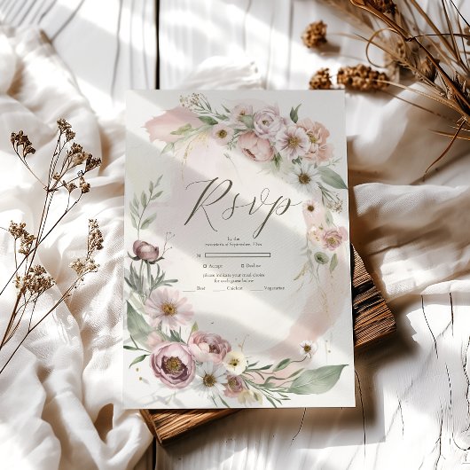 Wildblume Wedding Boho Country Floral RSVP Karte