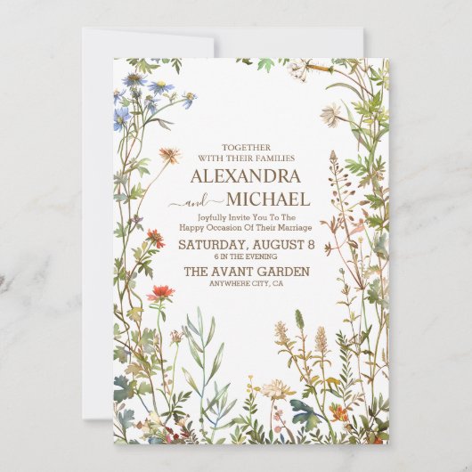 Wildblume Wedding Boho Country Floral Wedding Einladung (Vorderseite)