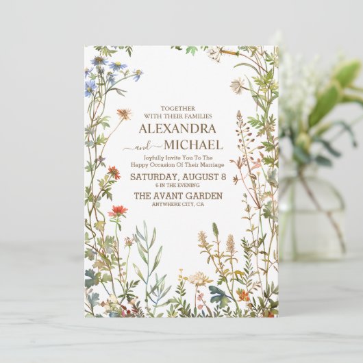 Wildblume Wedding Boho Country Floral Wedding Einladung (Stehend Vorderseite)