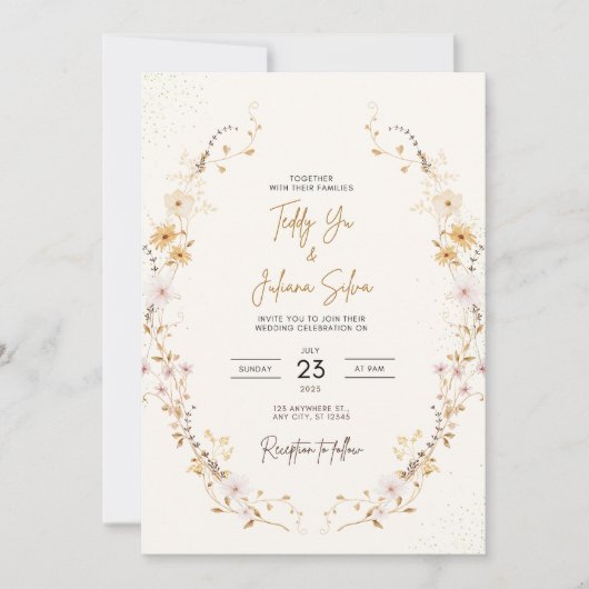 Wildblume Wedding Boho Floral für Rustikale Hochze Einladung (Vorderseite)