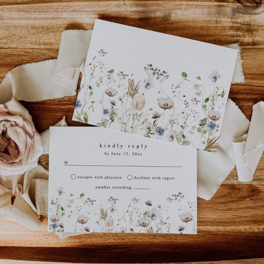 Wildblume Wedding Boho Floral Wedding RSVP Card Karte
