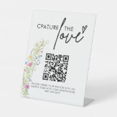 Wildblume Wedding Capture the Liebe Foto QR Code Sockelschild (Vorderseite)