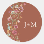 Wildblume Wedding Classic Round Sticker (Vorderseite)