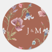 Wildblume Wedding Classic Round Sticker (Vorderseite)