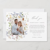 Wildblume Wedding Dankeschön Card mit Foto Boho Dankeskarte (Vorderseite)