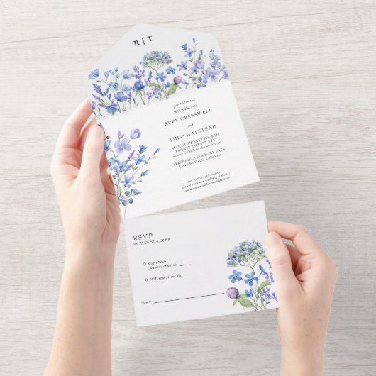 Wildblume Wedding Delicate Periwinkle Wilde Blume All In One Einladung (Abreißen)