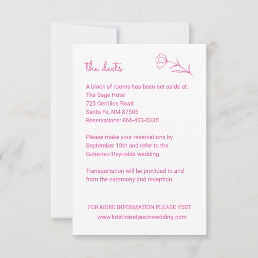 Wildblume Wedding Details Card mit QR Code RSVP Karte (Vorderseite)