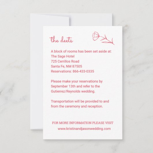 Wildblume Wedding Details Card mit QR Code RSVP Karte (Vorderseite)