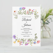 Wildblume Wedding Einladung Boho Blumengestein Ele (Stehend Vorderseite)