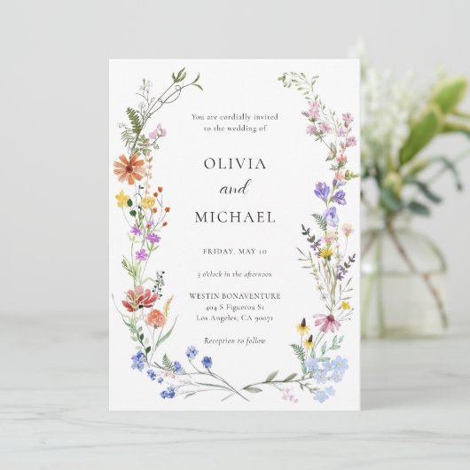 Wildblume Wedding Einladung Boho Blumenvorlage (Stehend Vorderseite)