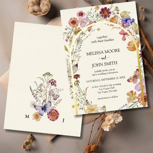 Wildblume Wedding Foil Folieneinladung