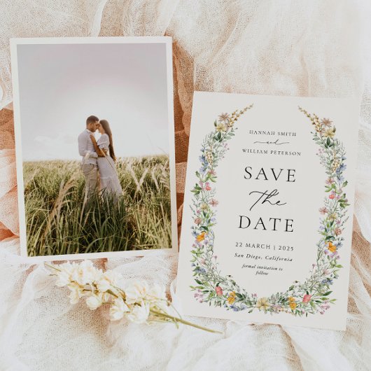 Wildblume Wedding Foto Save the Date Card