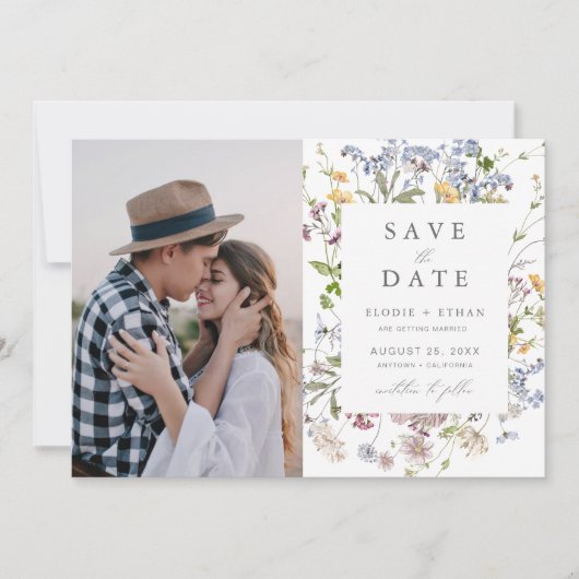 Wildblume Wedding Foto Save the Date Whimsical (Vorderseite)