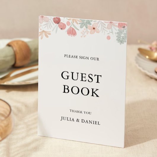 Wildblume Wedding Guest Book Sign Template Einladung