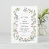Wildblume Wedding Invitation Card mit Ribbon Bow Einladung (Stehend Vorderseite)